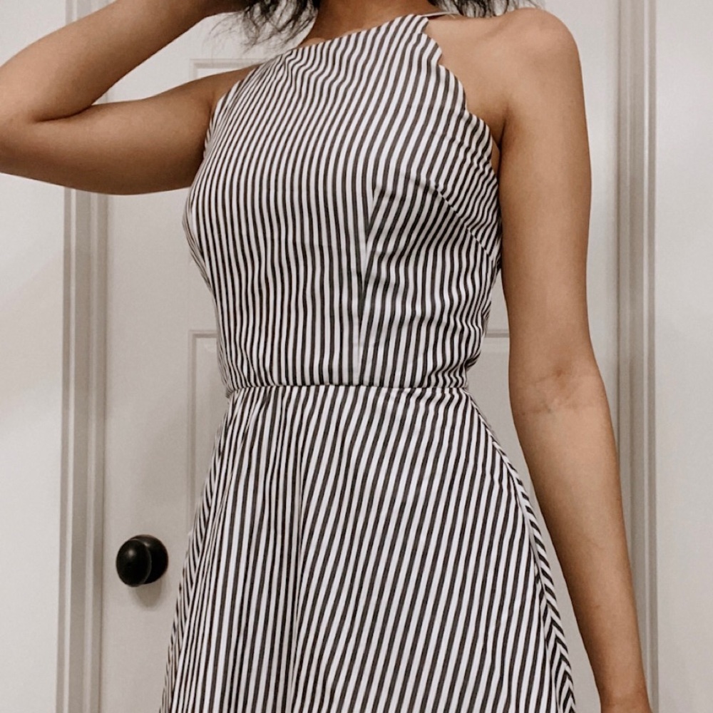 Grey and White Striped Dress